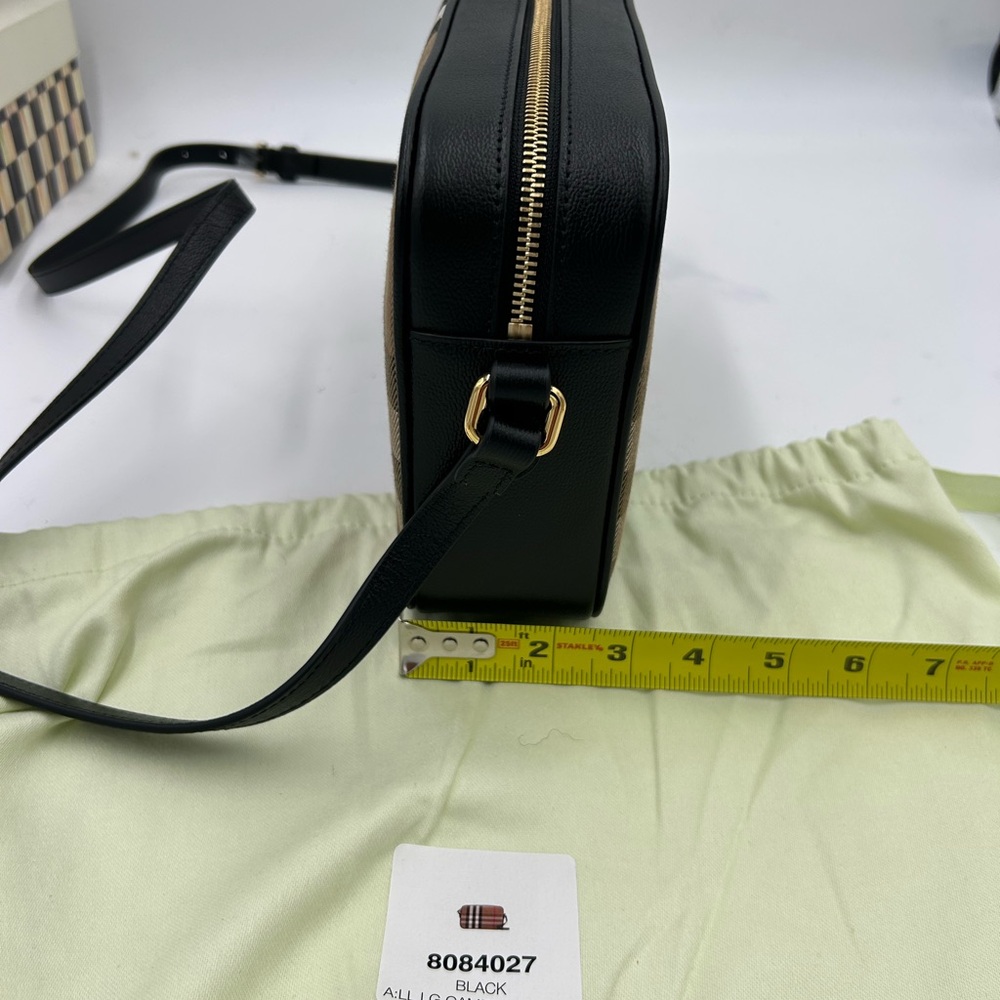 Women's Burberry check, canvas, and leather camera bag made in Italy - Picture 14 of 14